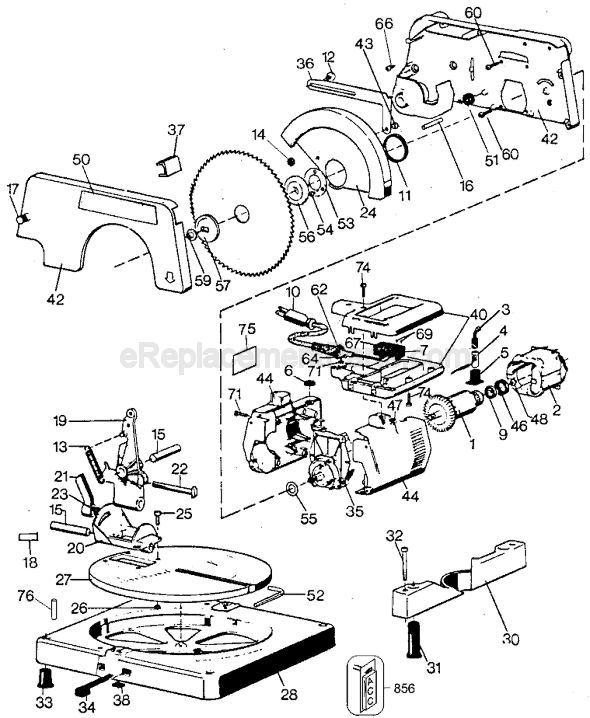 Page A Diagram and Parts List for 9425 Type 2 Black and Decker Miter Saw